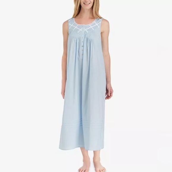Eileen West Other - Eileen West Lace Trim Cotton Ballet Nightgown Sz Small Blue Cottagecore Granny